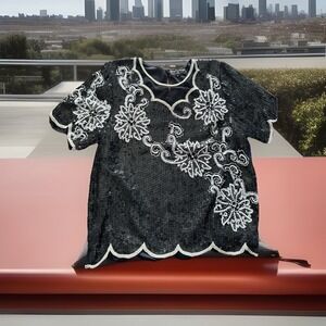 Stunning Royal Feelings, Sequin Blouse, 100% Silk Made In India